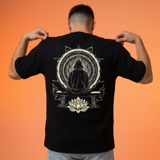 Building The Temple Oversized Gym T-Shirt Black Front View